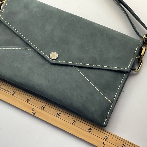 Portland Leather Goods Envelope Clutch Crossbody Bag Gray Convertible - Picture 4 of 15